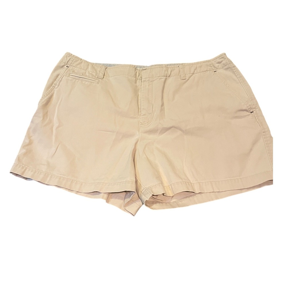 Tommy Hilfiger Chino Shorts Womens 14 Tan Khaki Cotton Twill Preppy Coastal